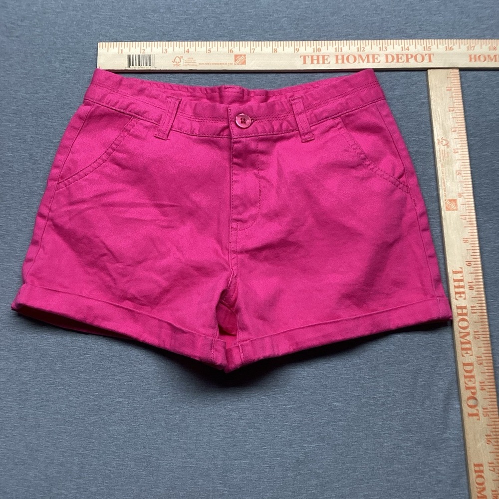 Roebuck & Co Girls Hot Pink Chino Shorts Size 12 Cuffed Twill Casual Summer